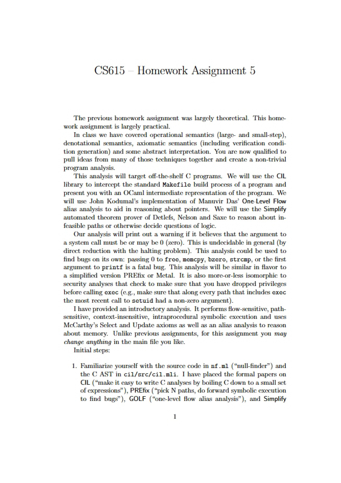 Assignment for CS615