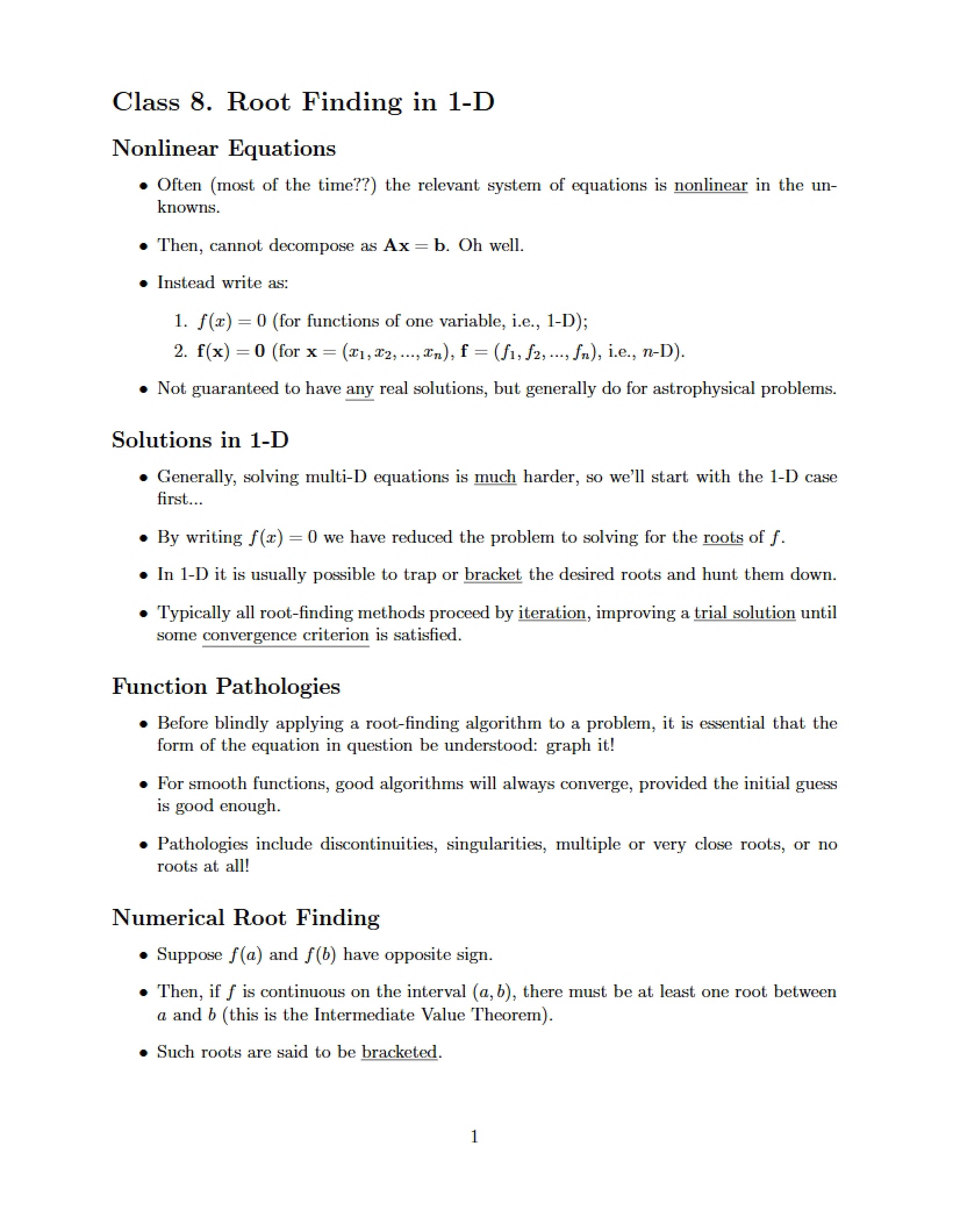 1-D Root Finding