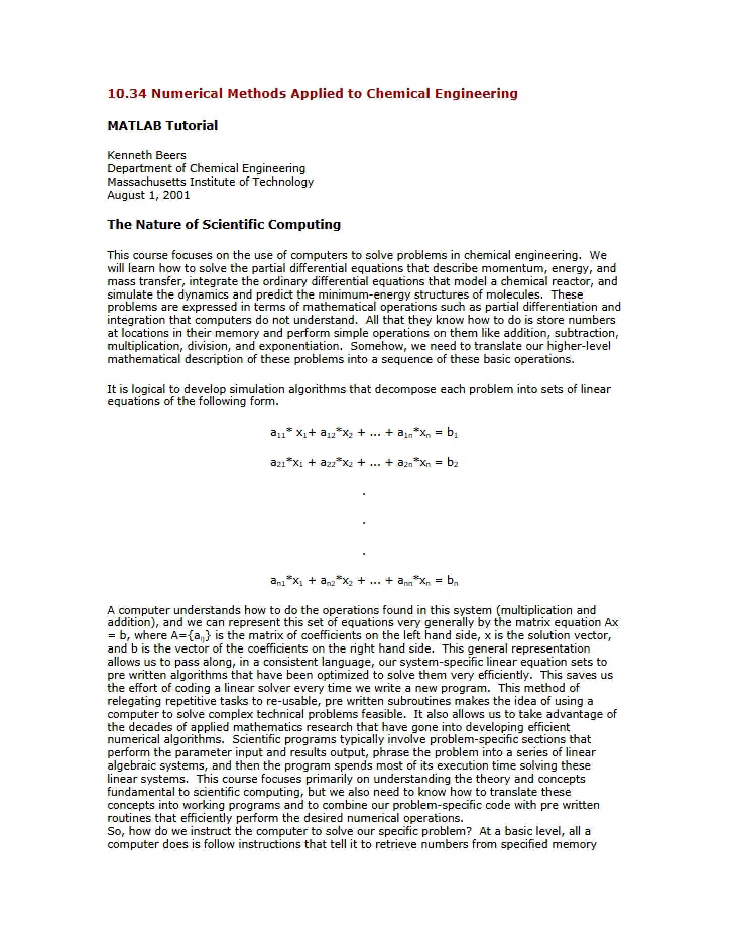 Scientific Computing Nature