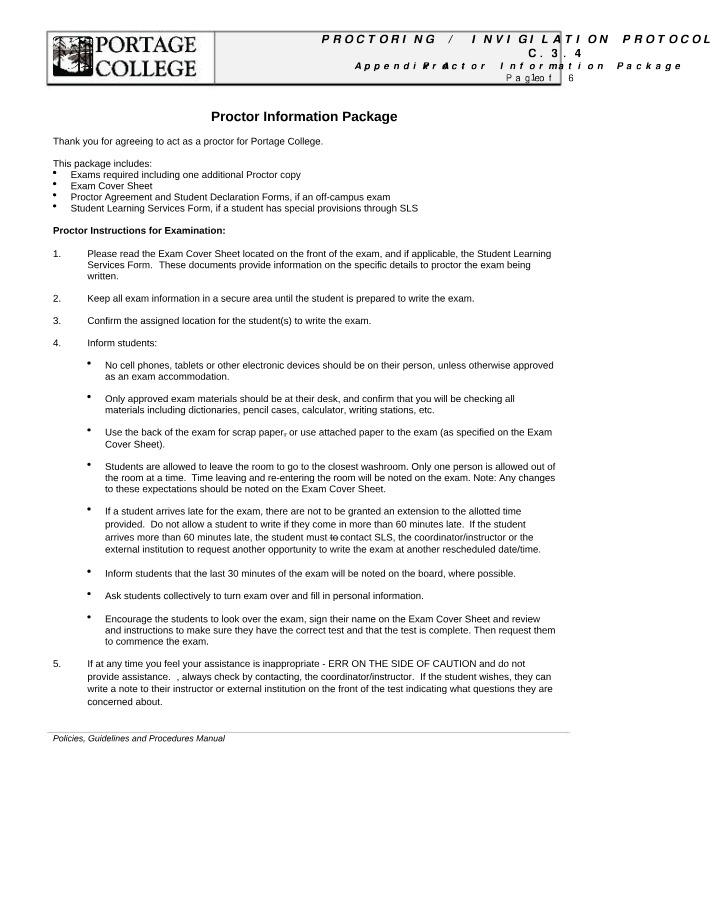 Proctoring Information Package
