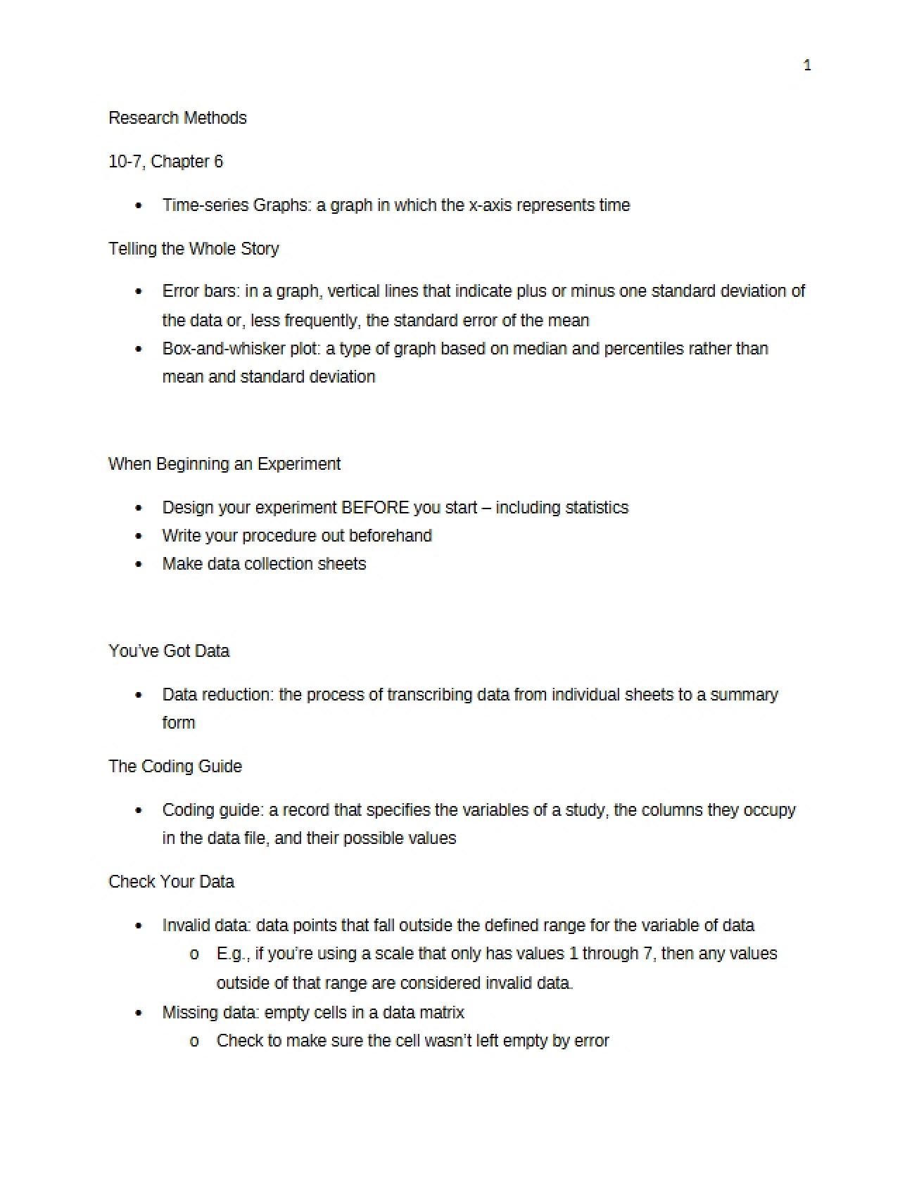 Research Methods Chapter Six Outline