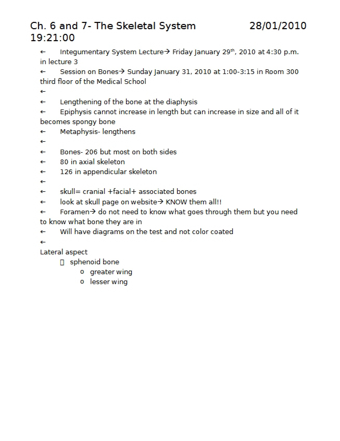 Skeletal System Chapters 6 and 7