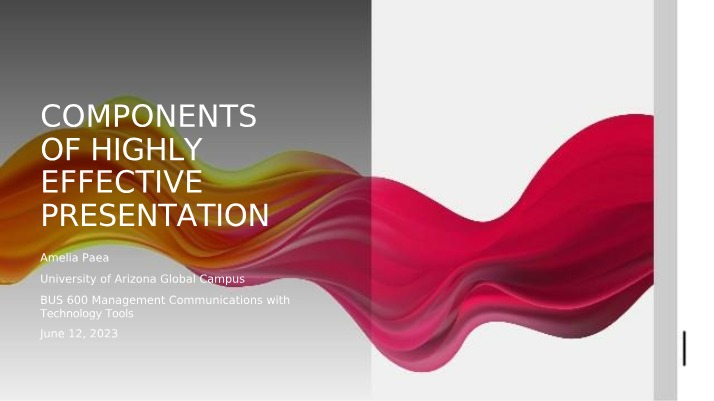 Components of a Highly Effective Presentation