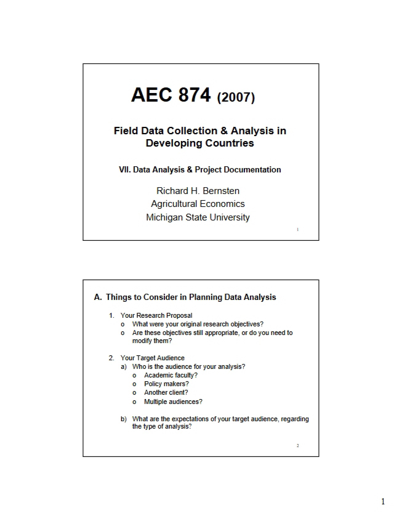 Developing Countries Data Collection and Analysis