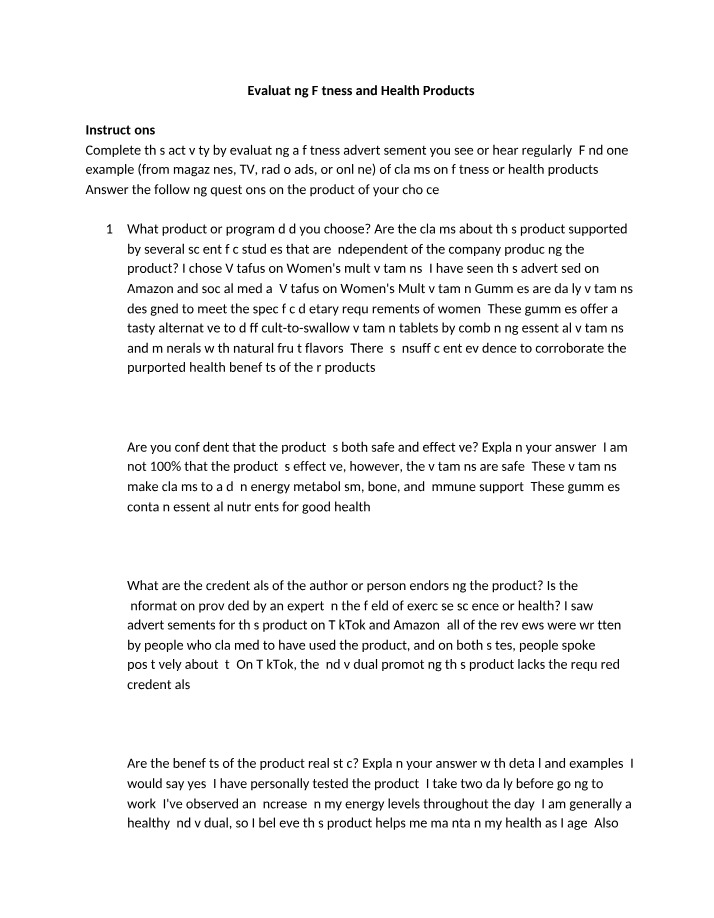 Evaluating Fitness and Health Products