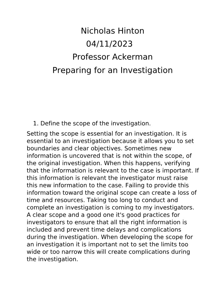 Essential Steps for Effective Investigation - Scope and Planning