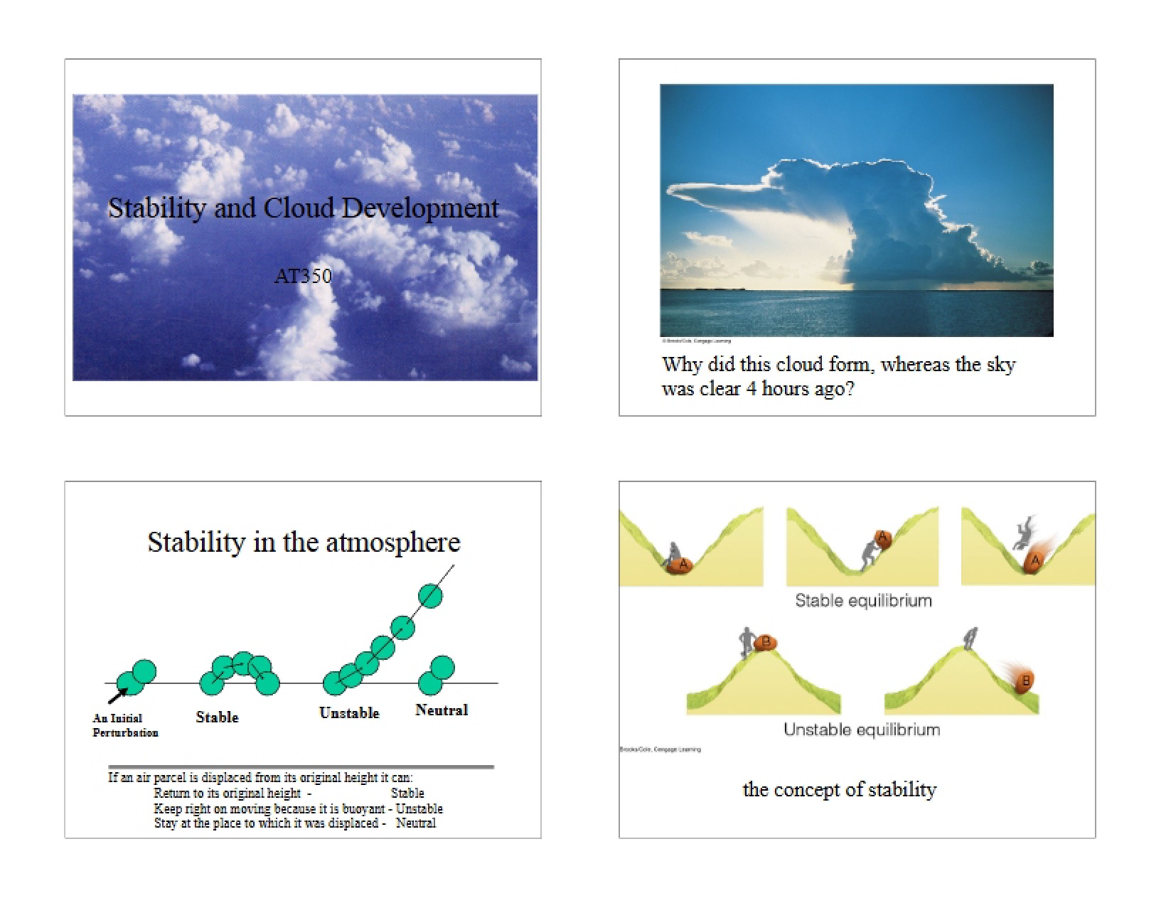 Development of Clouds and Stability