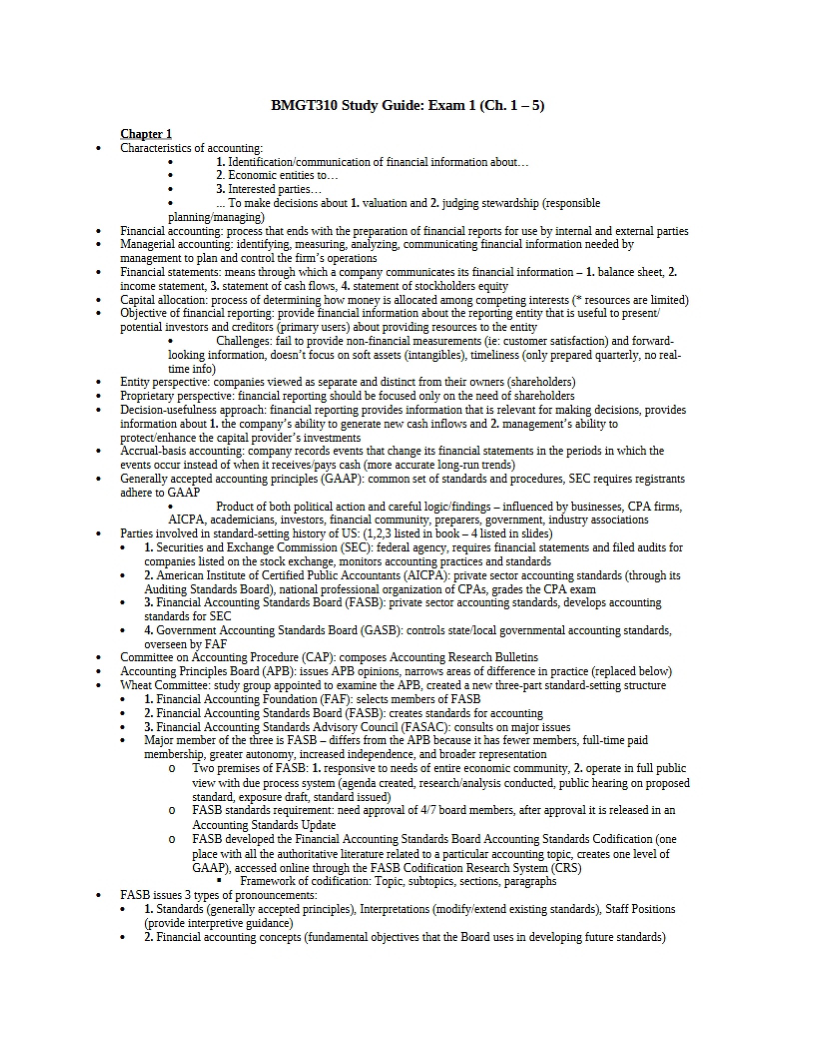 Exam 1 Preparation Guide