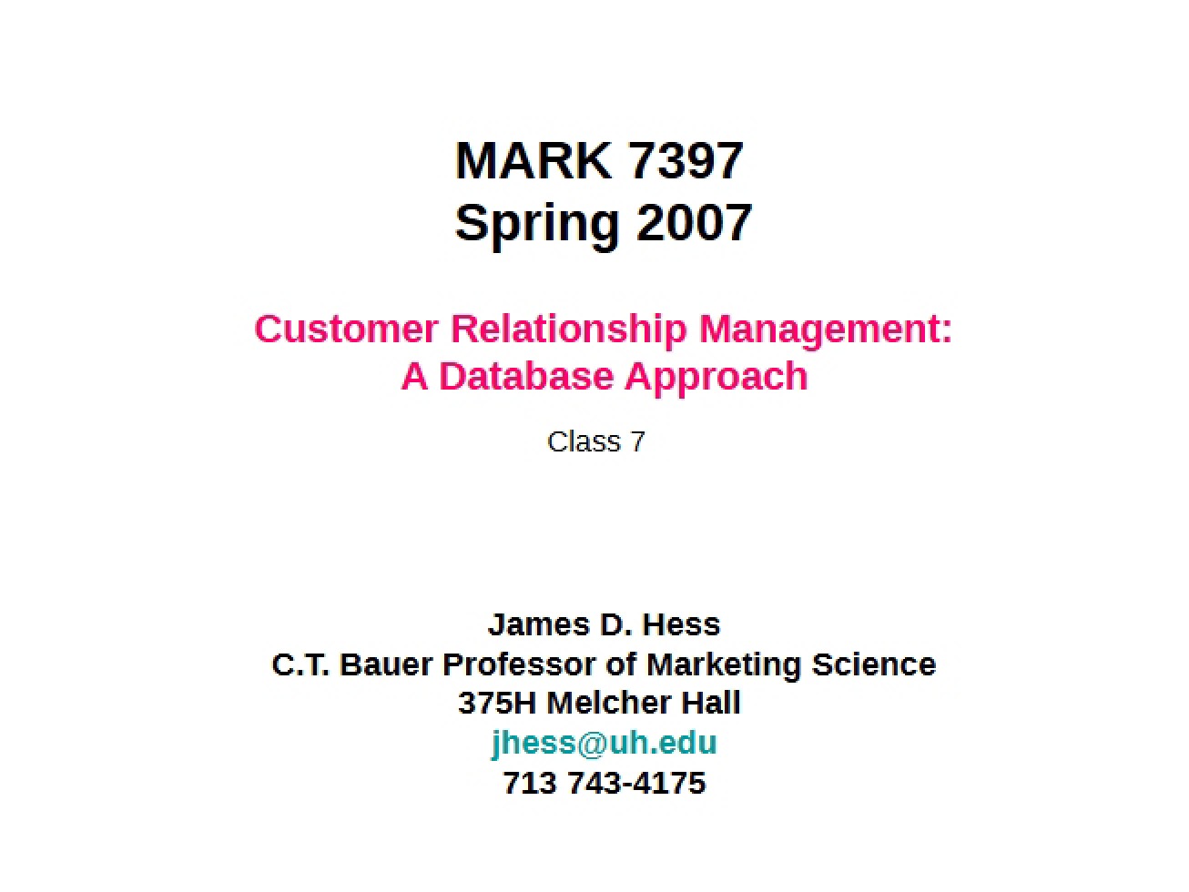 CRM Database Approach