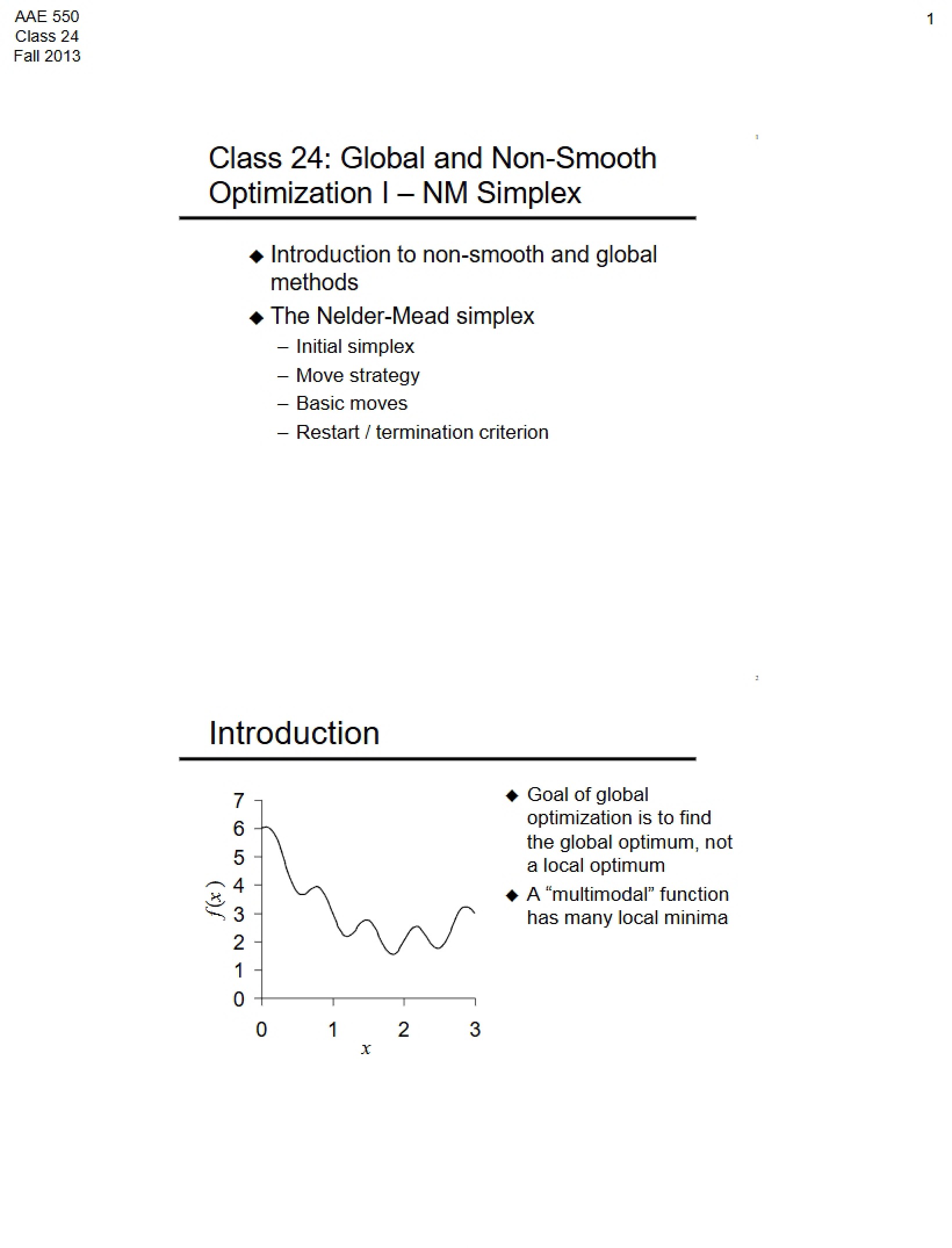 Handout for Class 24 2013