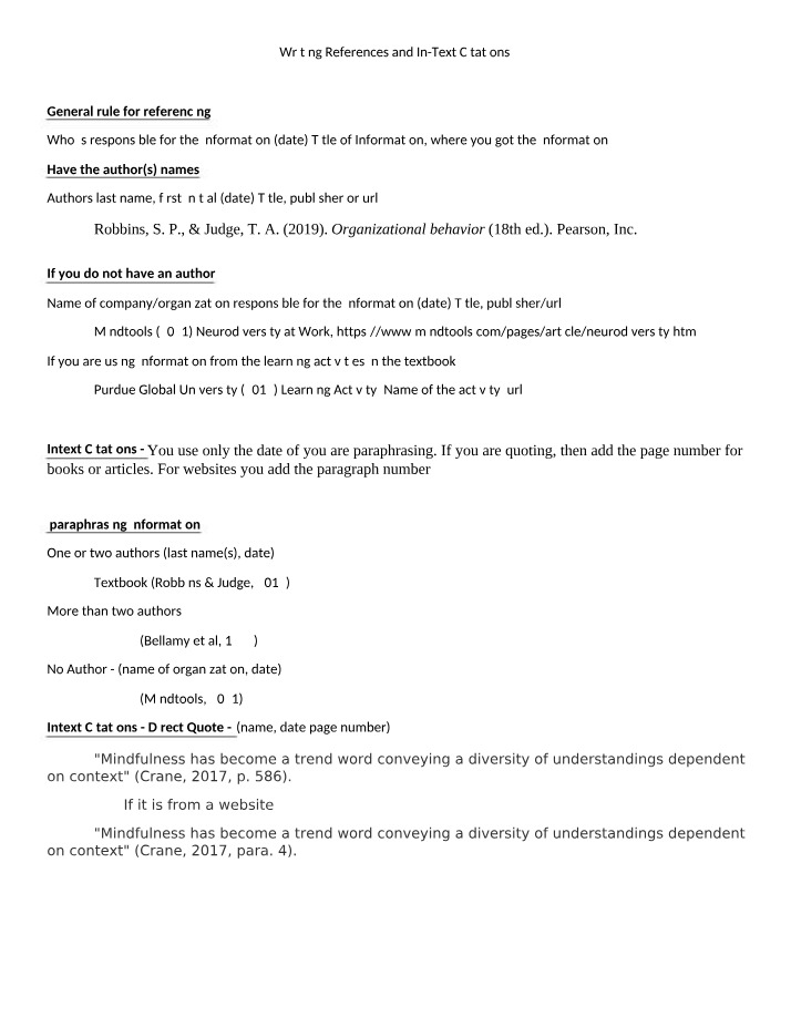 Writing In-Text Citations and References