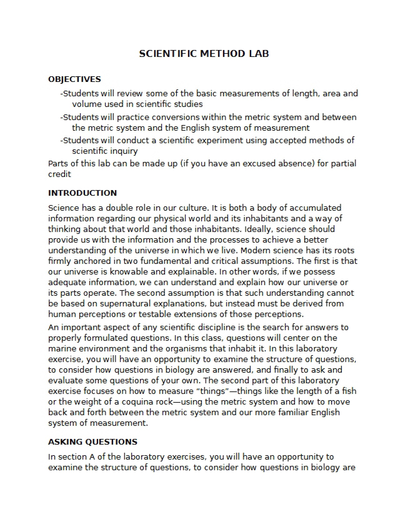 Lab on the Scientific Method