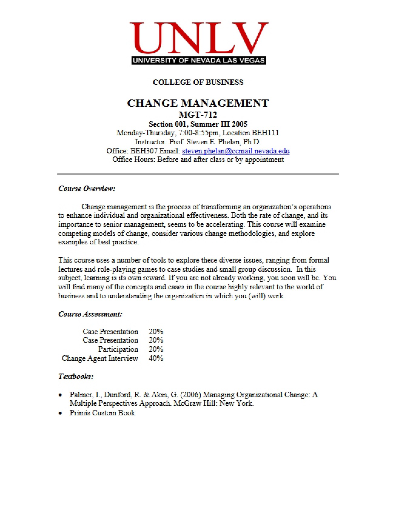 Class Syllabus
