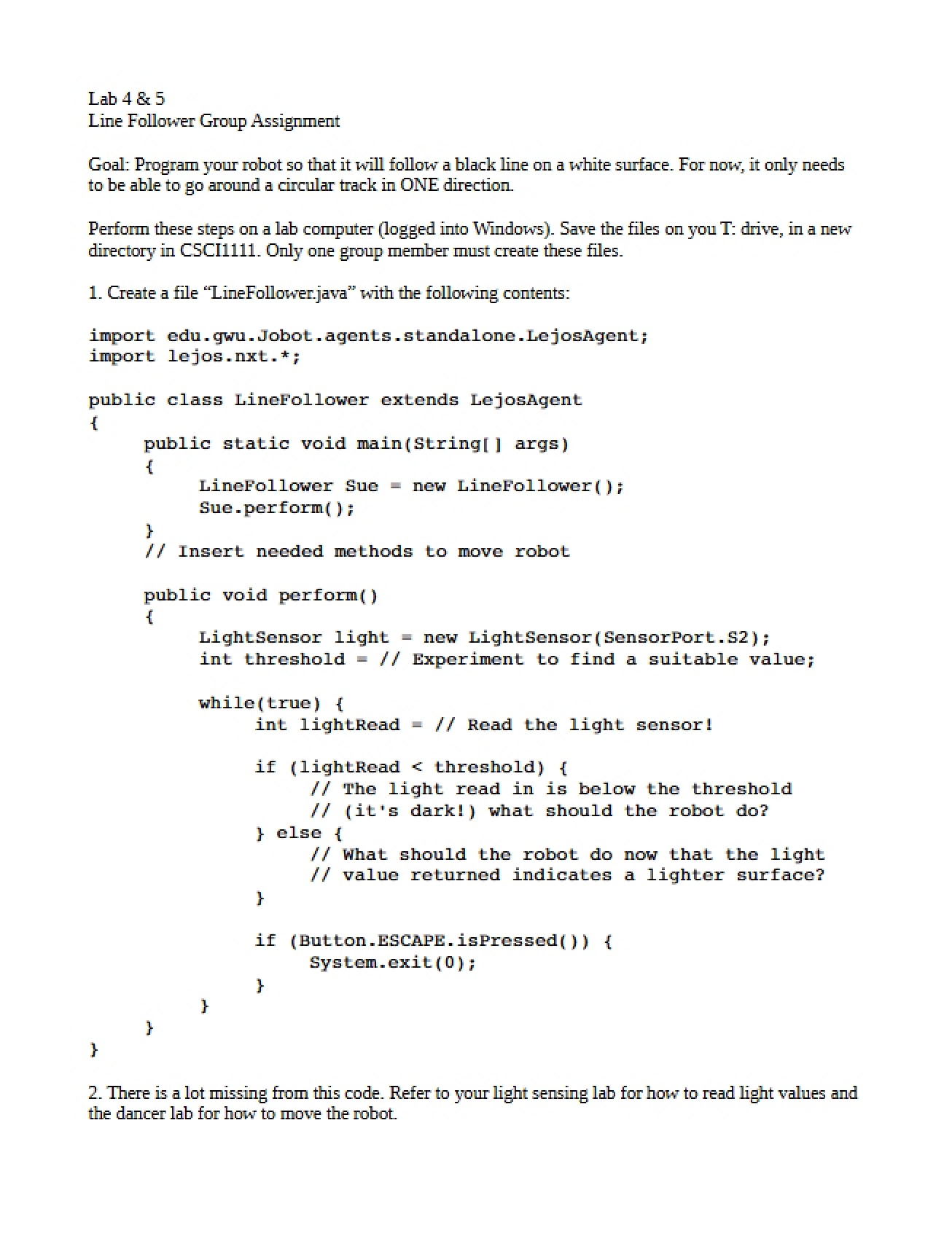 Lab 4 & 5 Line Follower Group Assignment