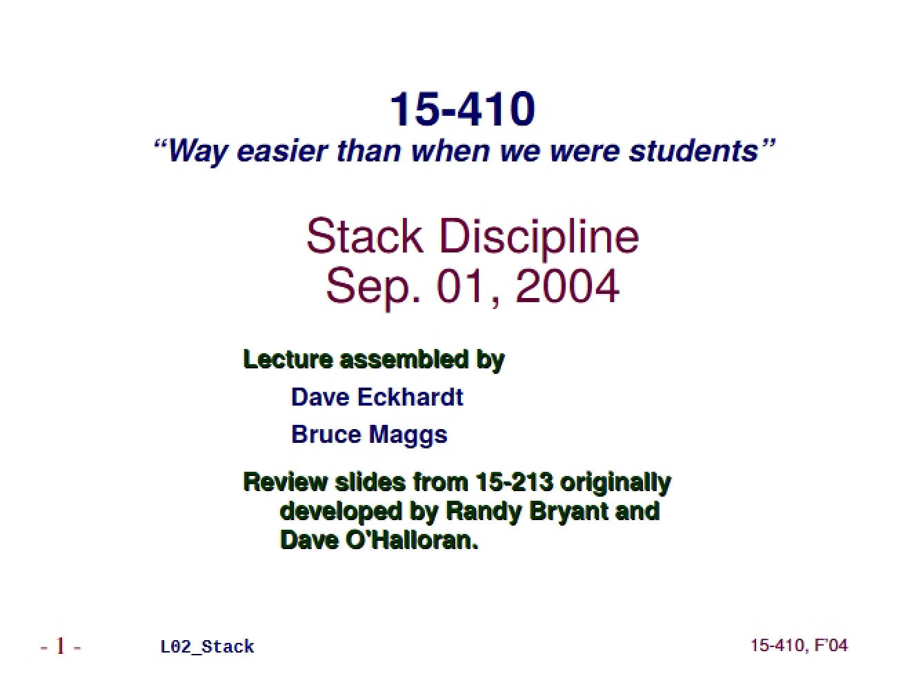 OS Design Lecture Twenty-Seven