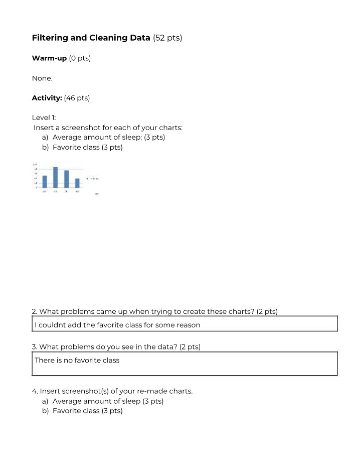 Data Charts, Problems, and Insights - Filtering and Cleaning