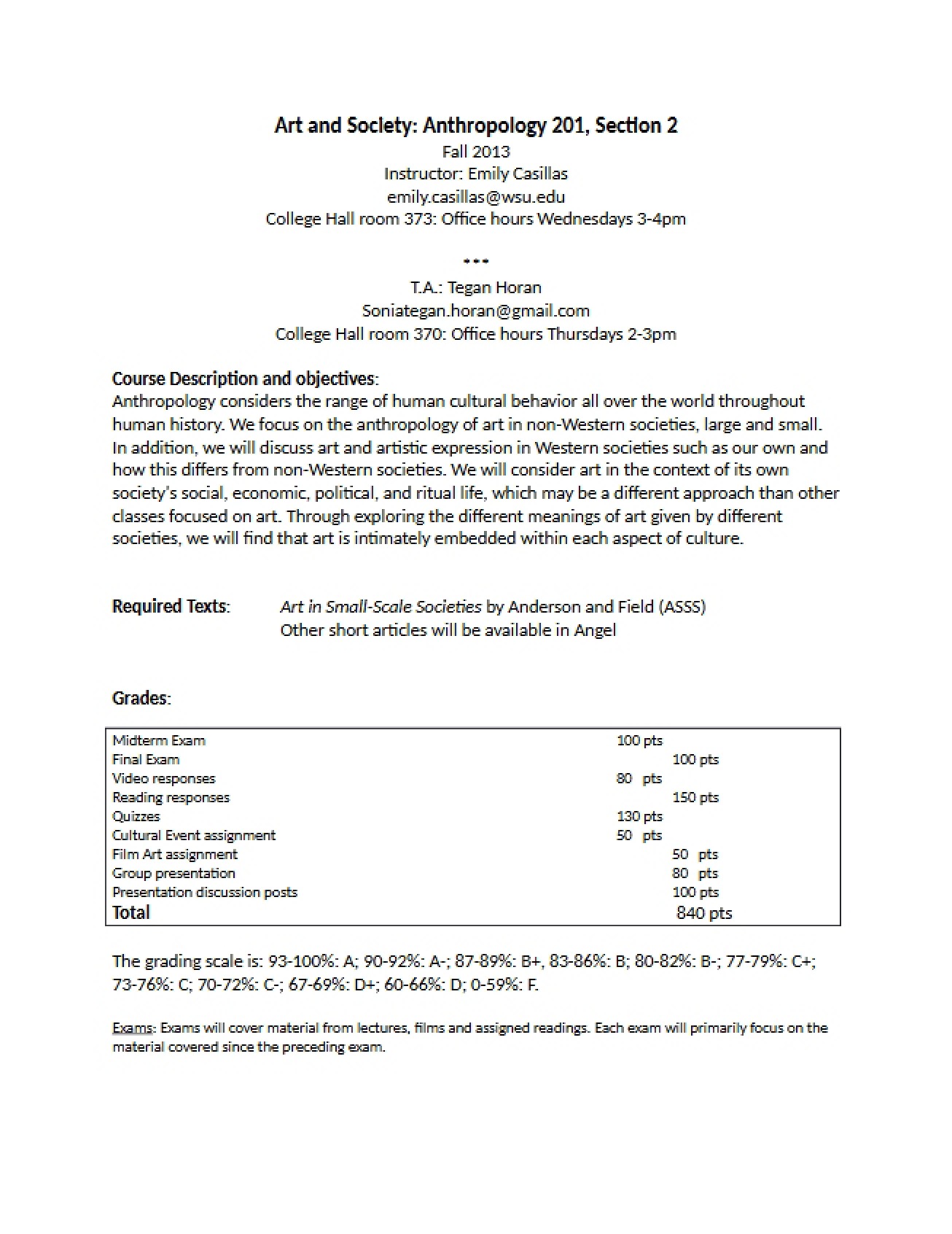 Fall 13 Syllabus for ANTH 201