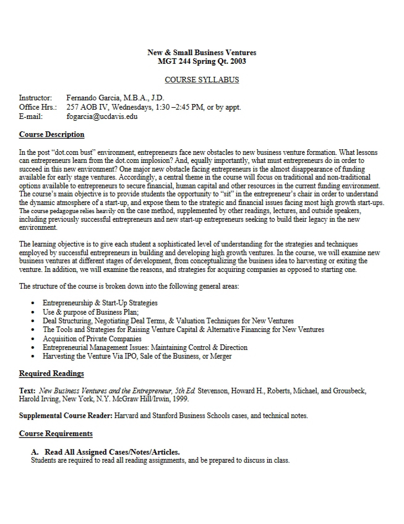 Syllabus for MGT 244