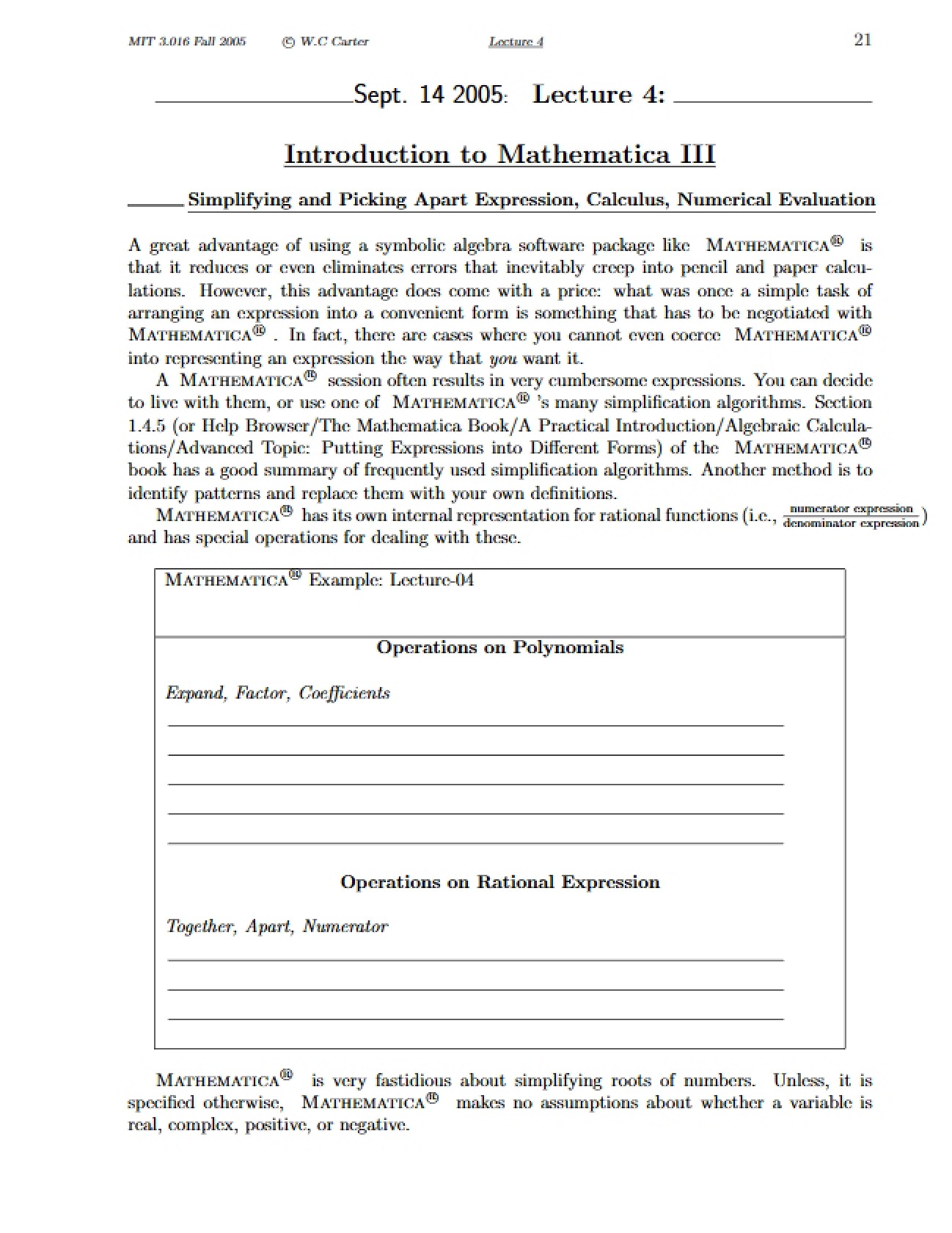 Mathematica Part III: Introduction