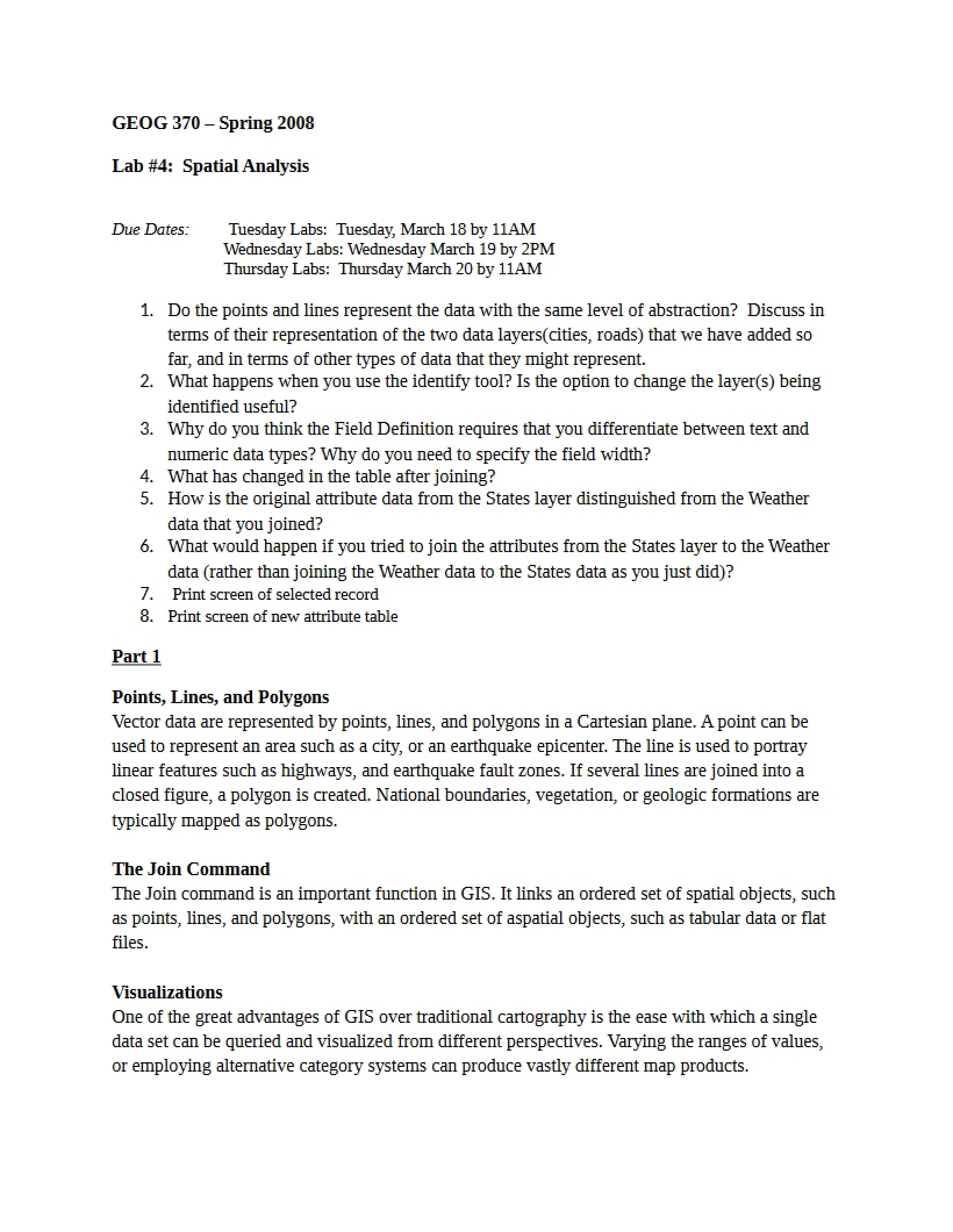 Lab 4 Analysis of Spatial Data