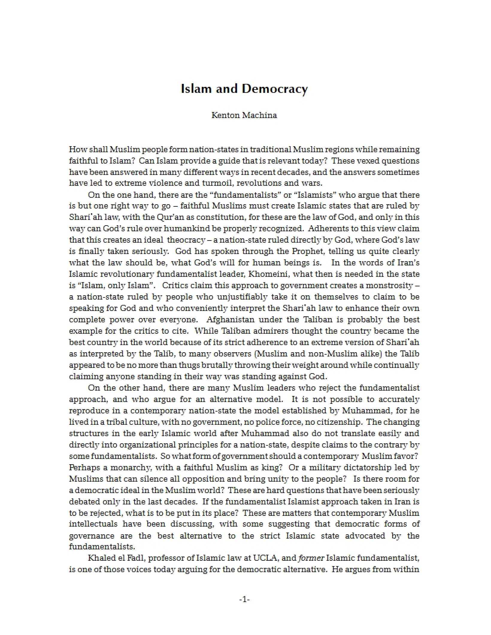Democracy and Islam