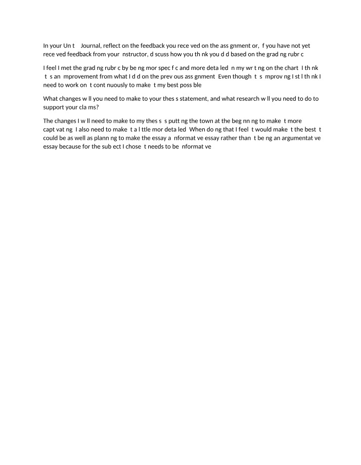 Improving Thesis Statements - Reflecting on Feedback