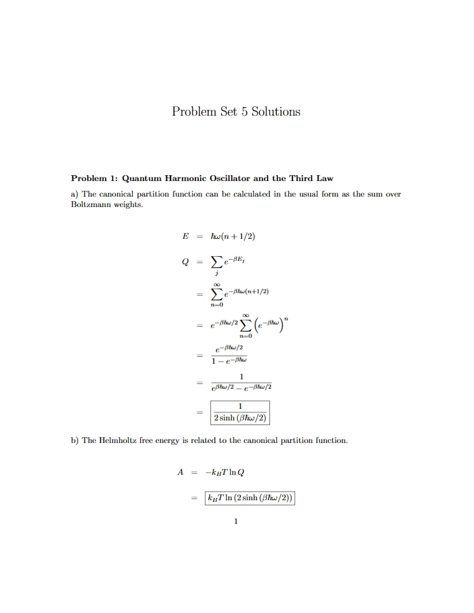 Solutions to Problem Set 5