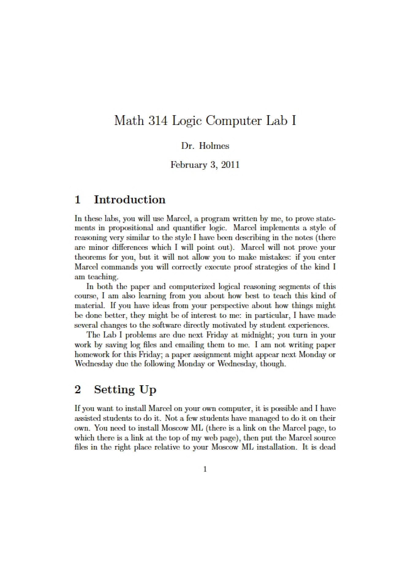 First Logic-Based Computer Lab