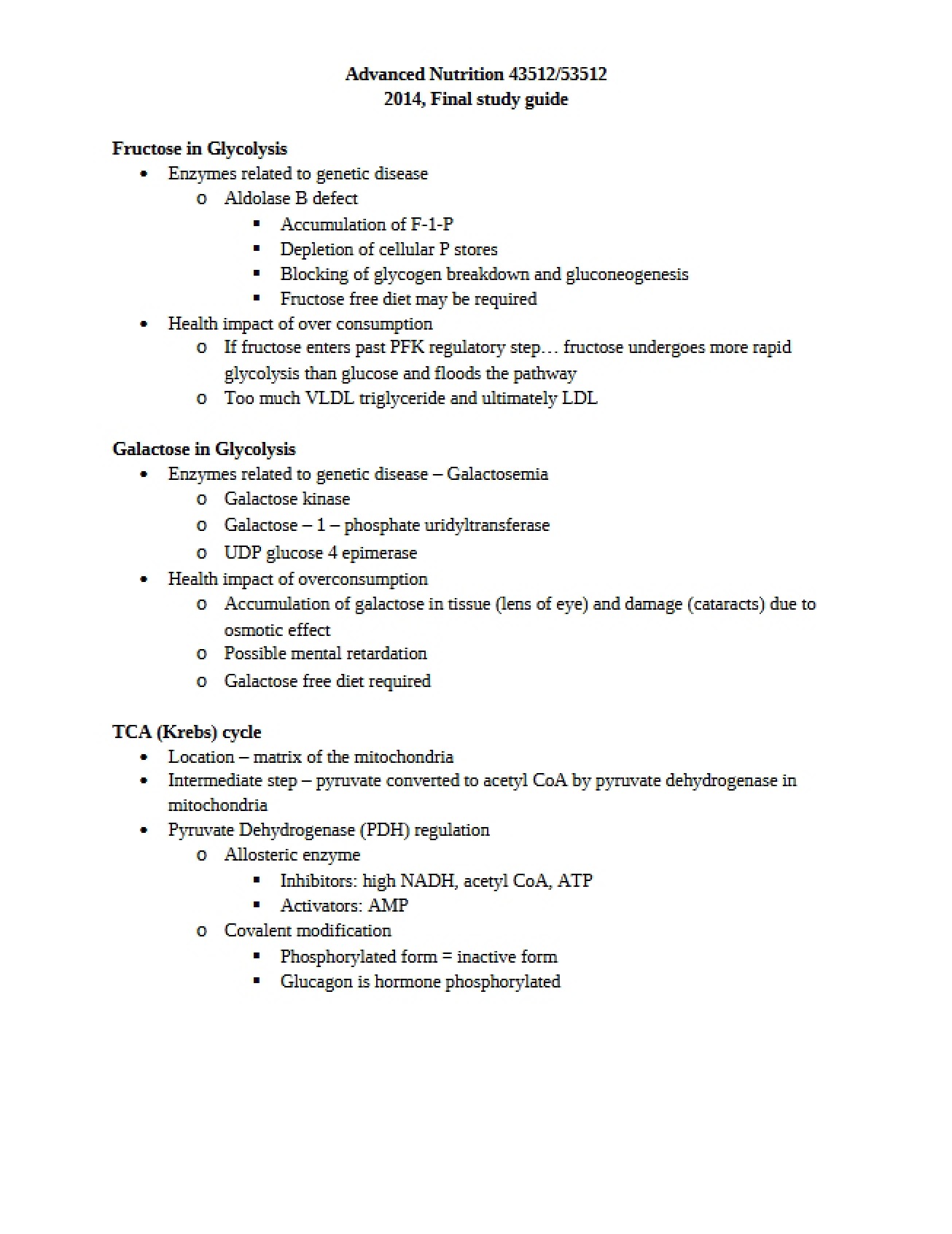 Advanced Nutrition Final Guide