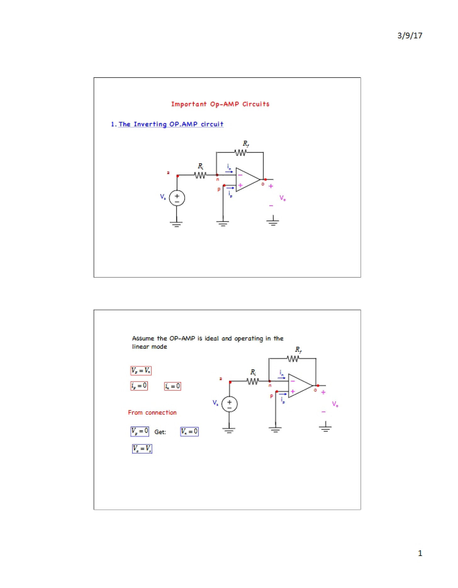 Lecture 14 Op-Amp Continued