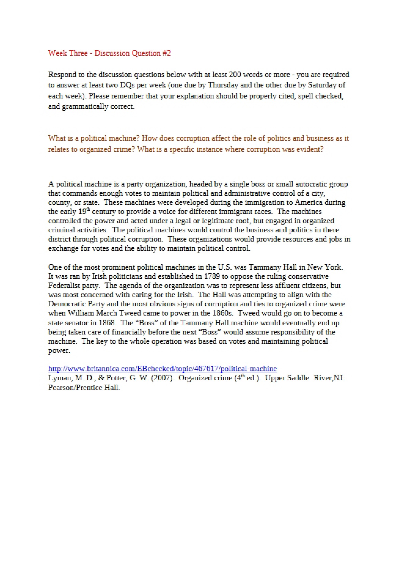 Organized Crime Course Paper