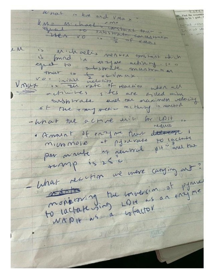Notes on KM and Vmax in Enzyme Activity
