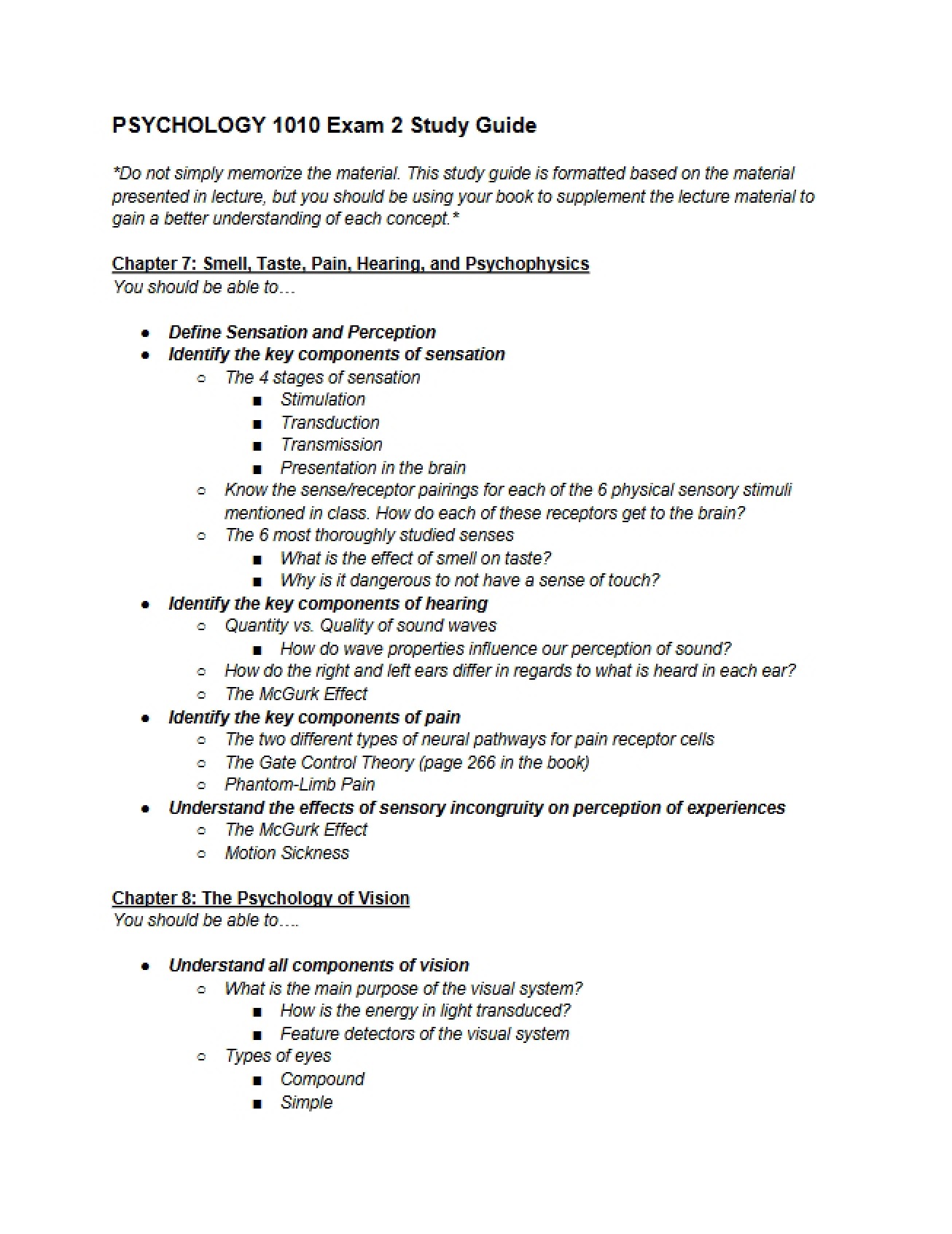 Exam Two Study Guide
