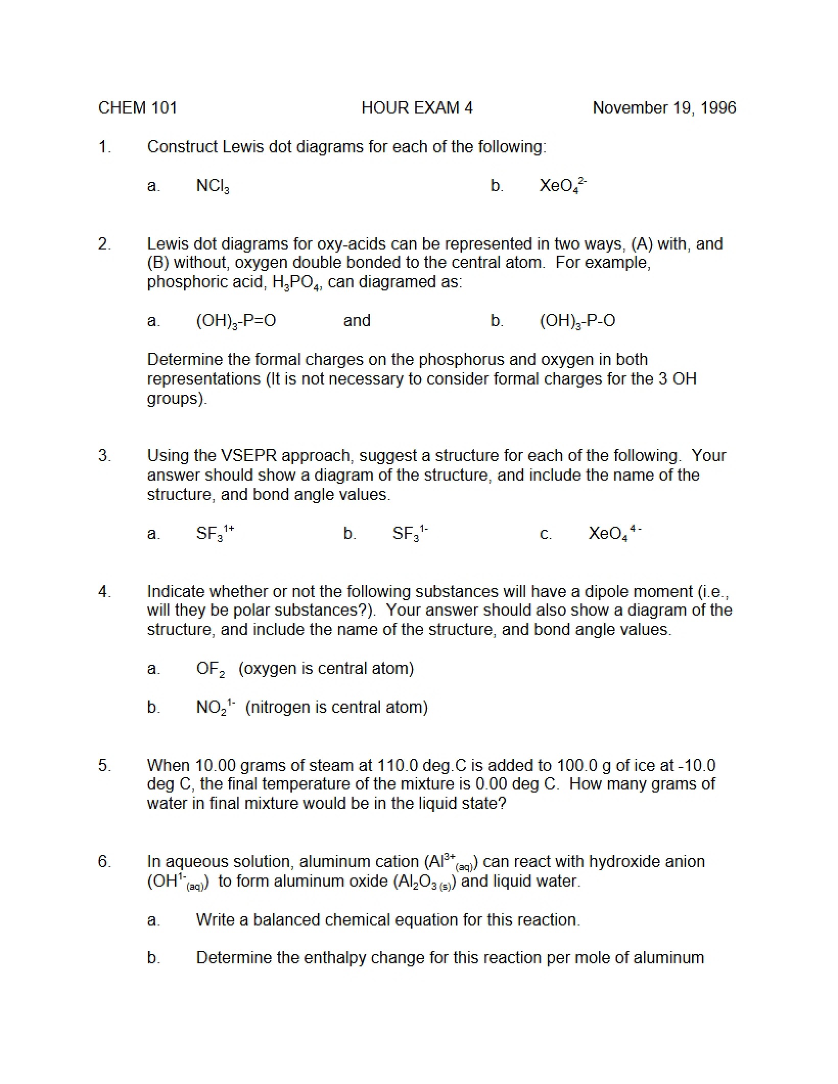 Fourth Hour Exam