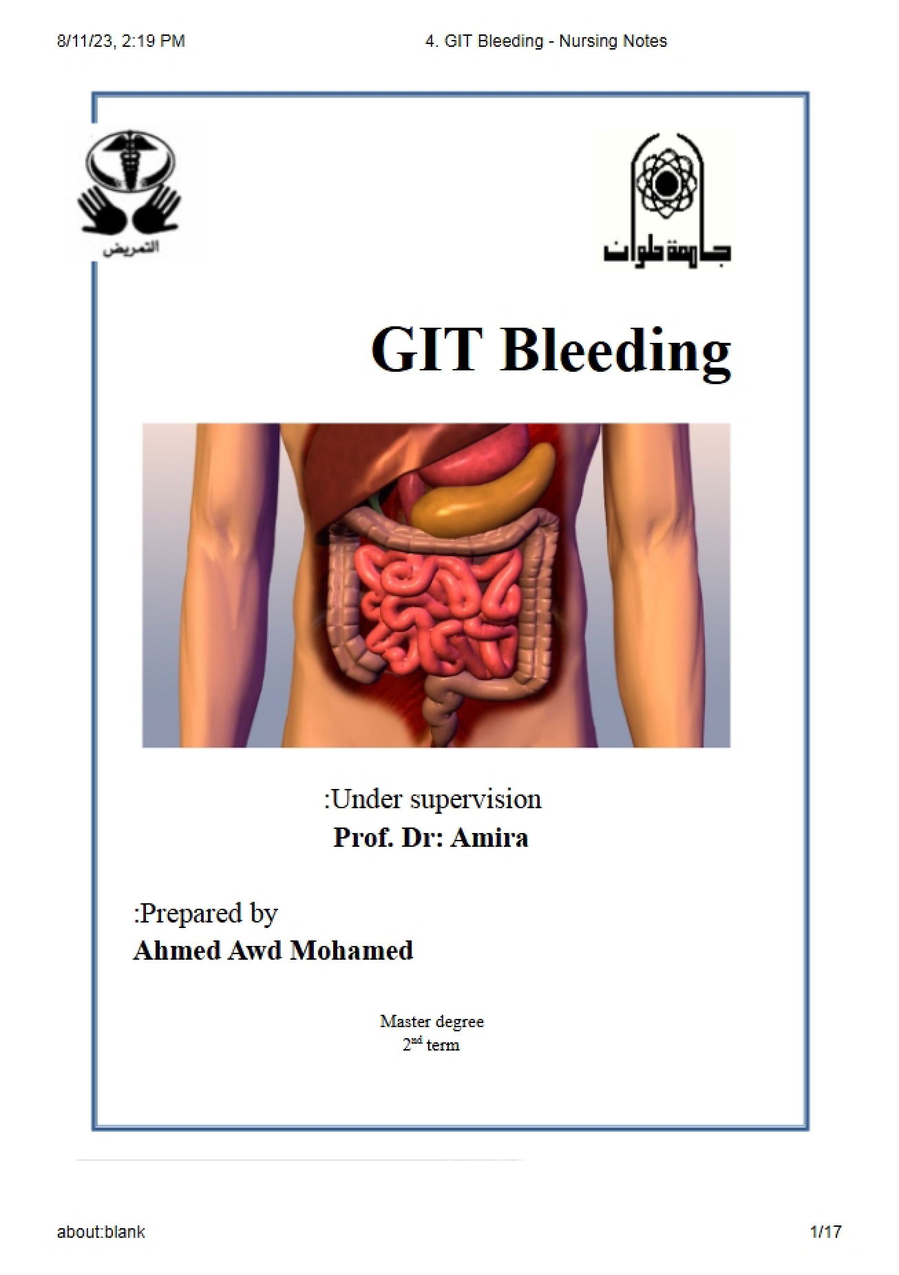 Nursing Notes on Gastrointestinal Bleeding
