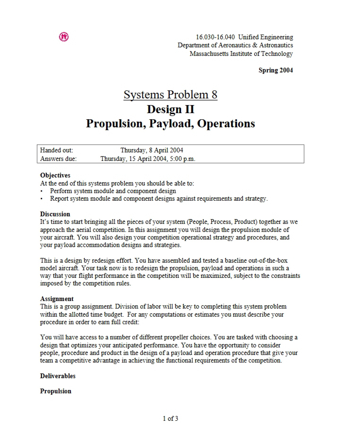 Eighth Systems Problem