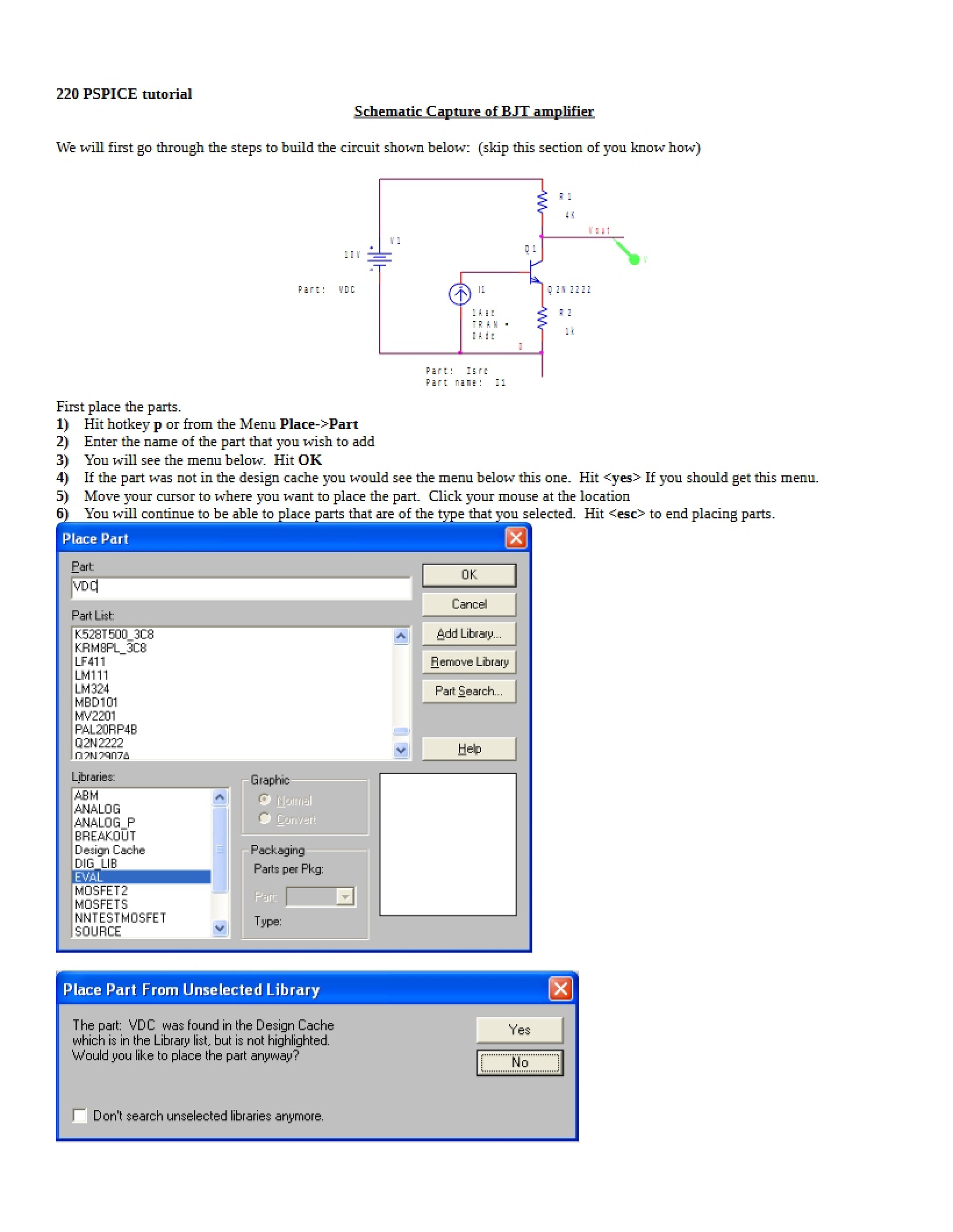 BJT Amplifier Schematic Capture