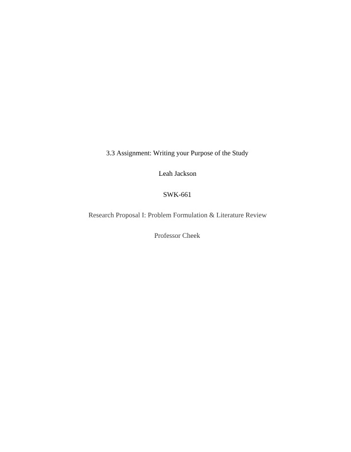Writing Your Purpose of the Study - Assignment 3.3