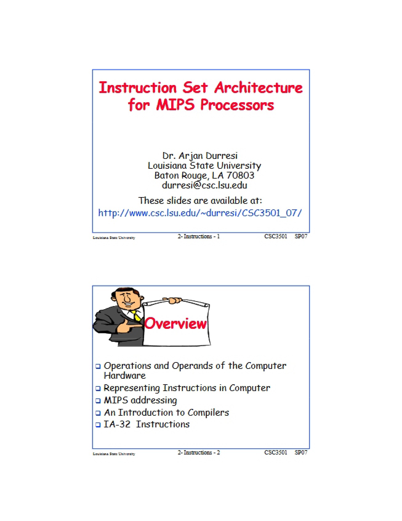 MIPS Processor Instruction Set Architecture