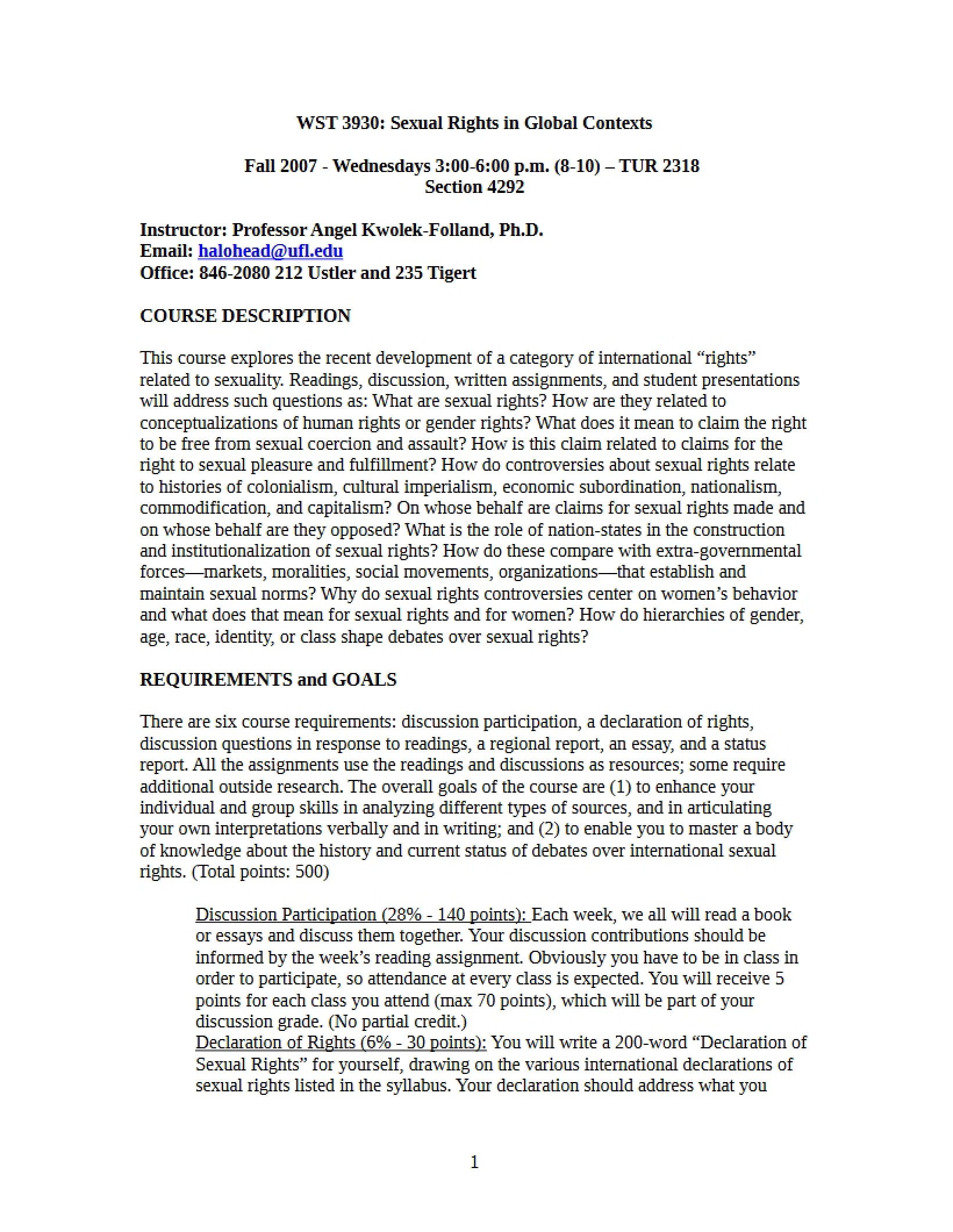 Sexual Rights Syllabus