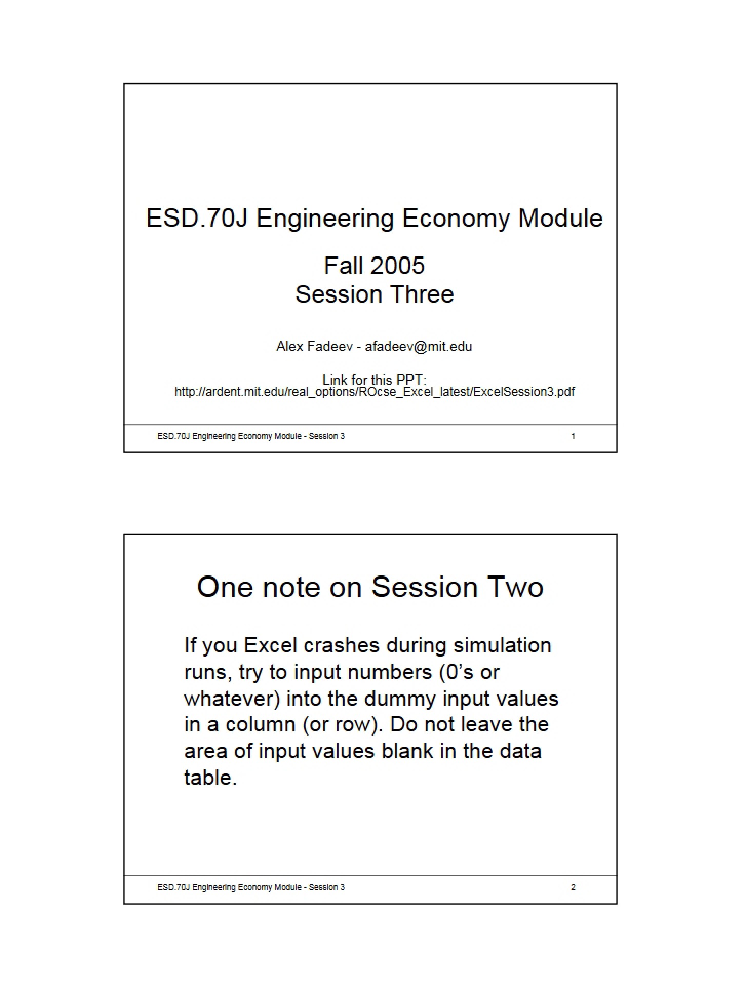 Module on Engineering Economy