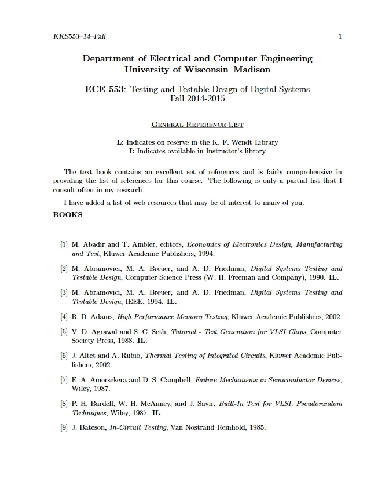 General Reference List