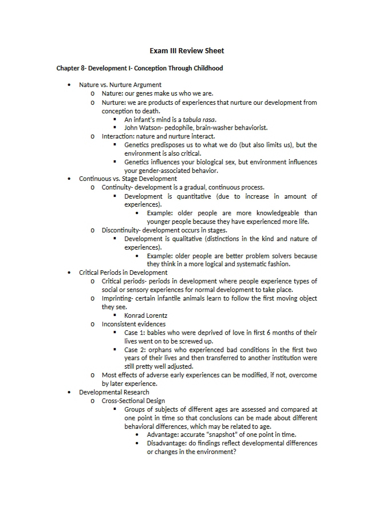 Chapter Eight Development from Conception to Childhood