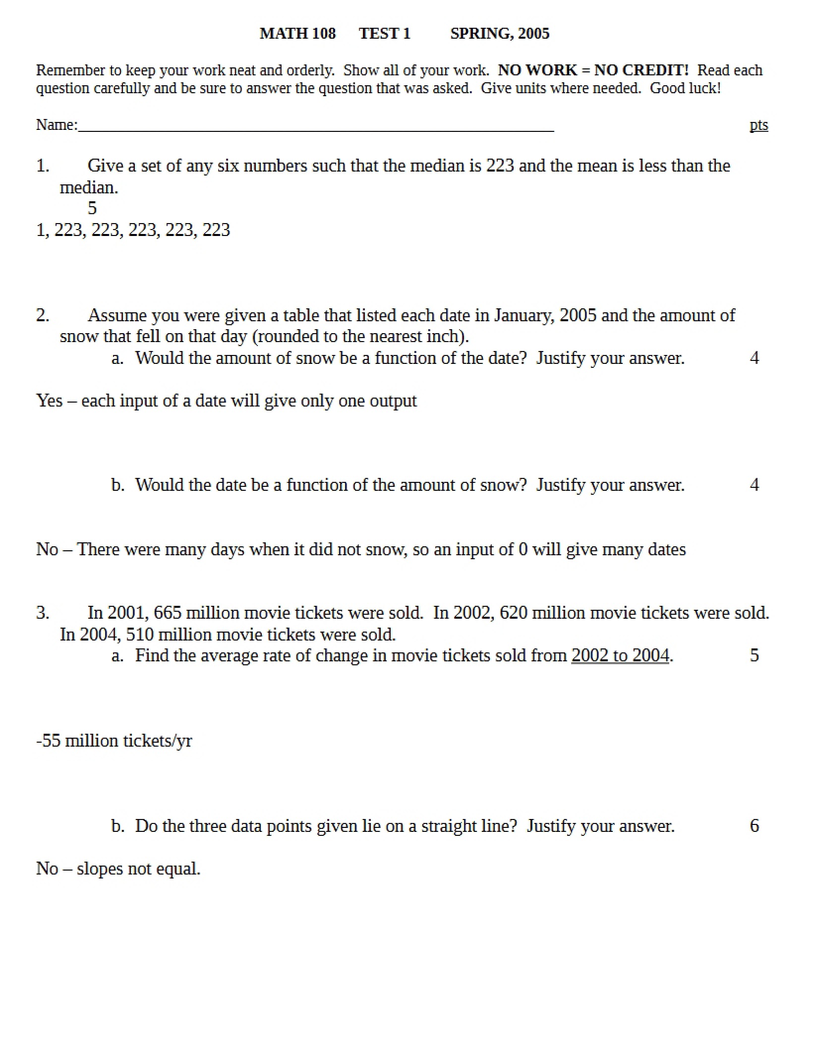 Test 1 Math 108