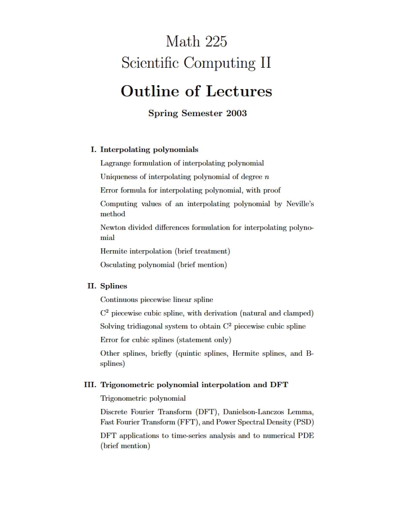 Lecture Outline