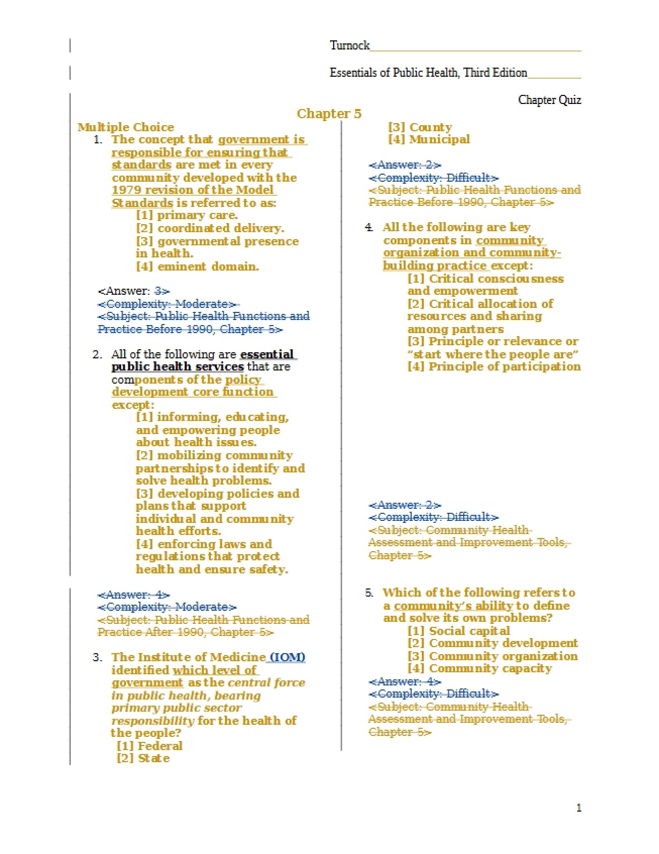 Chapter Five Quiz Blank