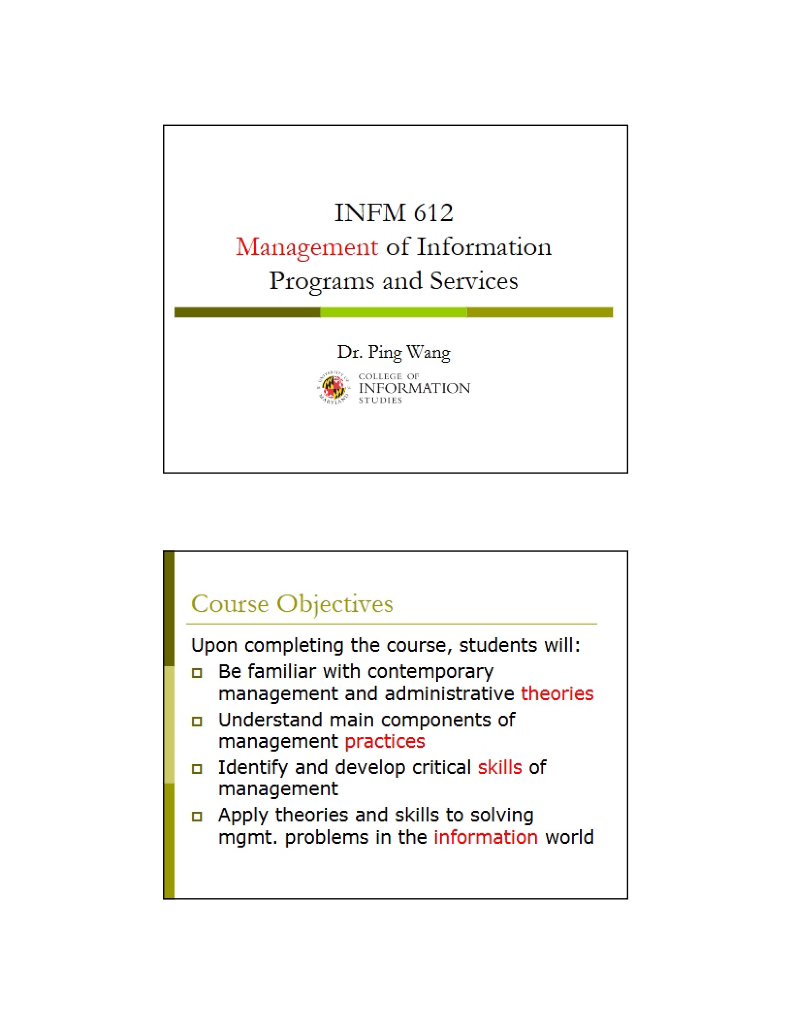 Managing Information Services and Programs