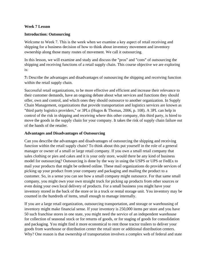 Week 7 Economics Lesson