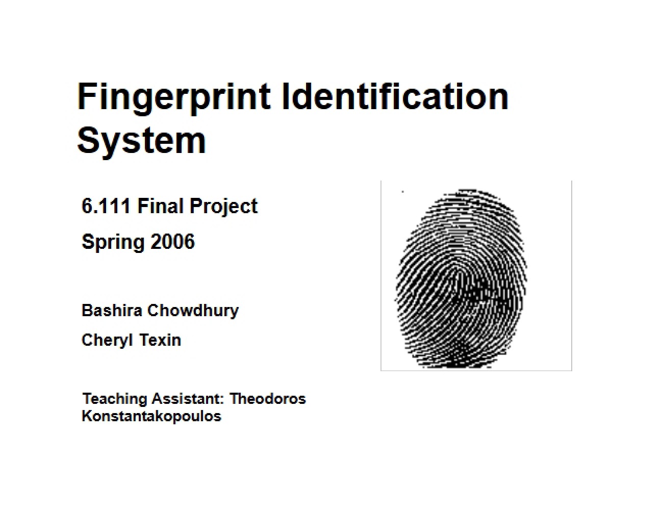 System for Fingerprint Identification