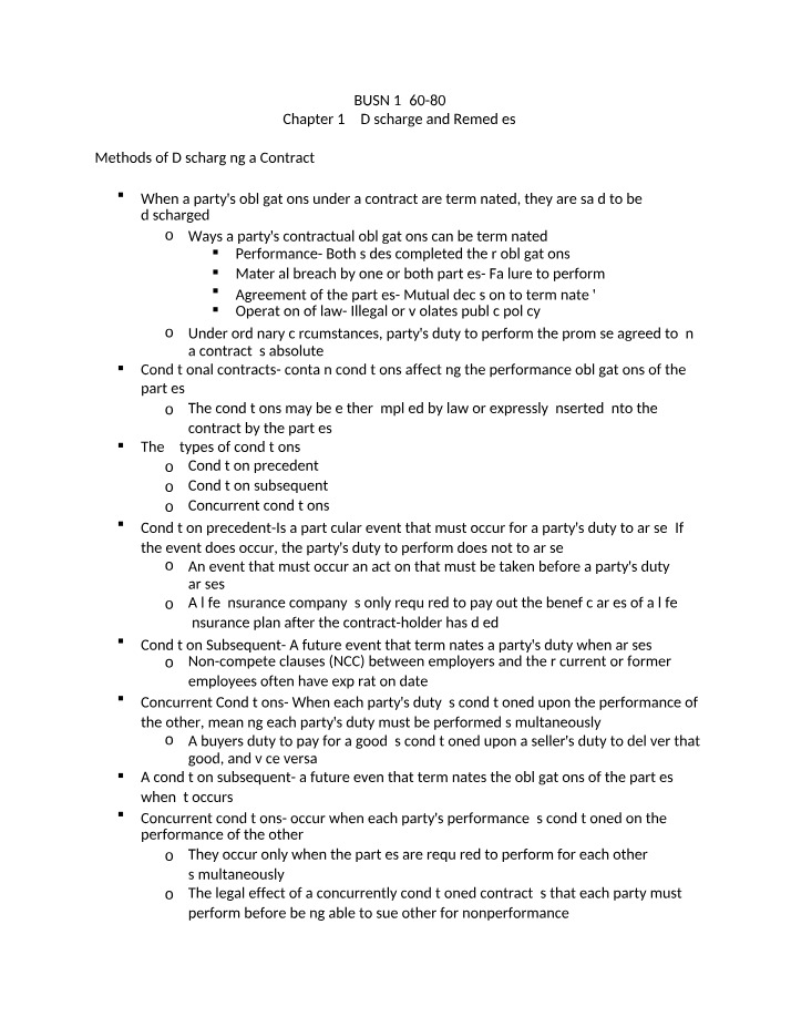 Methods of Discharging a Contract and Termination